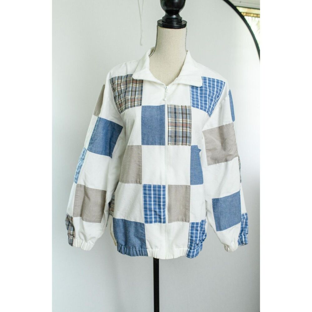 Alfred‎ Dunner Jacket Size 18 Patchwork Zip-Up Jacket cottage grandma Vintage